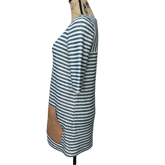 Anthopologie Postmark Striped Tunic Faux Leather Pockets Size Small - Picture 8 of 13
